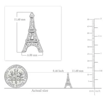 Dazzlingrock Collection Round White Diamond Eiffel Tower Stud Earrings for Women (0.15 Carat, Color I-J, Clarity I2-I3) in 925 Sterling Silver in Screw Back