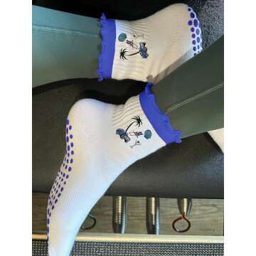 Puedizux Women Cute Grip Pilates Socks with Ruffle Cuff