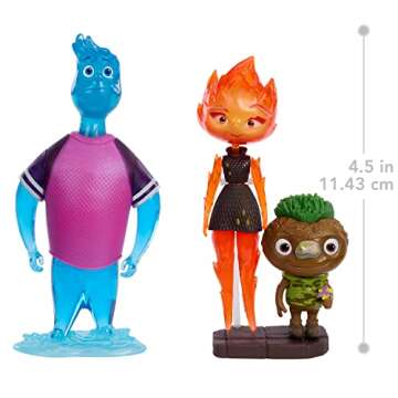 Mattel Disney Pixar Elemental Action Figure 3 Pack, Authentic High Quality Posable Movie Toys, Small Scale Story Ready Gift Pack