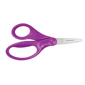 Fiskars 5" Pointed-Tip Scissors for Kids 4+ - Scissors for School or Crafting - Back to School Supplies - Color May Vary