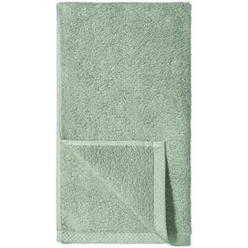 Amazon Basics Quick-Dry Hand Towels - Soft Cotton, 8-Pack, 28 x 16 in, Seafoam Green