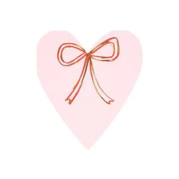 Meri Meri Valentine's Day Heart Napkins (Pack of 16), Disposable Paper Valentine's Day Napkins