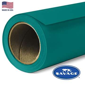 Savage Seamless Paper Photography Backdrop - Color #68 Teal, Size 107 Inches Wide x 36 Feet Long, Ba...