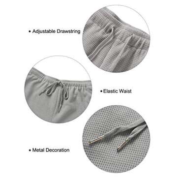ZESICA Women's Waffle Knit Pajama Set Short Sleeve Top and Shorts Loungewear Athletic Tracksuits with Pockets Grey