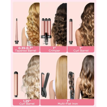 5 in 1 Wand Curling Iron Set with Multiple Barrels for All Styles