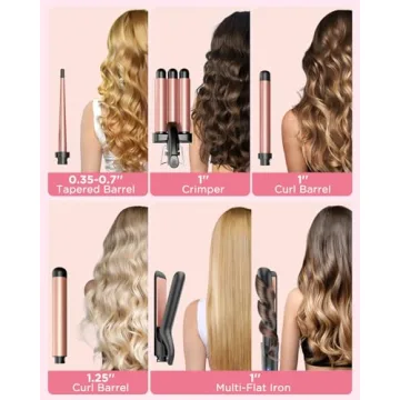 5 in 1 Wand Curling Iron Set with Multiple Barrels for All Styles