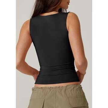 QINSEN Woman's Sweetheart Neck T Shirts Sleeveless Tank Top High Stretch Bodycon Tee Black XS