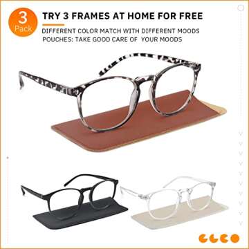 IBOANN Vintage Blue Light Blocking Glasses Pack of 3