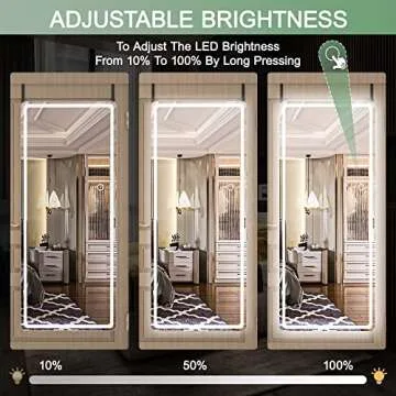 Hasipu LED Door Mirror Full Length, 47 x 18 Over The Door Mirror,Hanging Mirror with Lights, Full Length Mirror for Bedroom, Living Room, Cloakroom