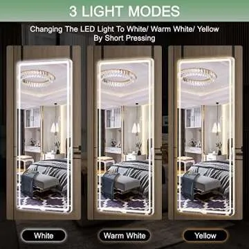 Hasipu LED Door Mirror Full Length, 47 x 18 Over The Door Mirror,Hanging Mirror with Lights, Full Length Mirror for Bedroom, Living Room, Cloakroom