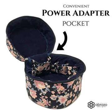 10-bottle Essential Oil Diffuser Carrying Case Tote for doTERRA, Young Living Bottles for Aromatherapy Travel or Storage with Power Adapter Compartment (Black Floral - XL)