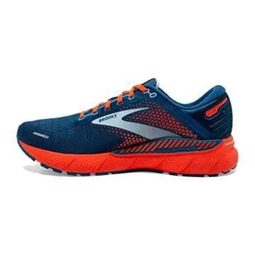 Brooks Men's Adrenaline GTS 22 Supportive Running Shoe - Blue/Light Blue/Orange - 11.5 Medium