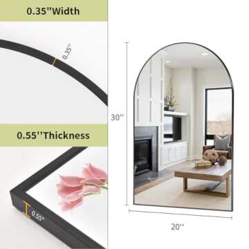 BEAUTYPEAK 20"x30" Arch Bathroom Mirror, Wall Mounted Vanity Metal Frame Mirror for Bedroom, Entryway, Living Room, Black
