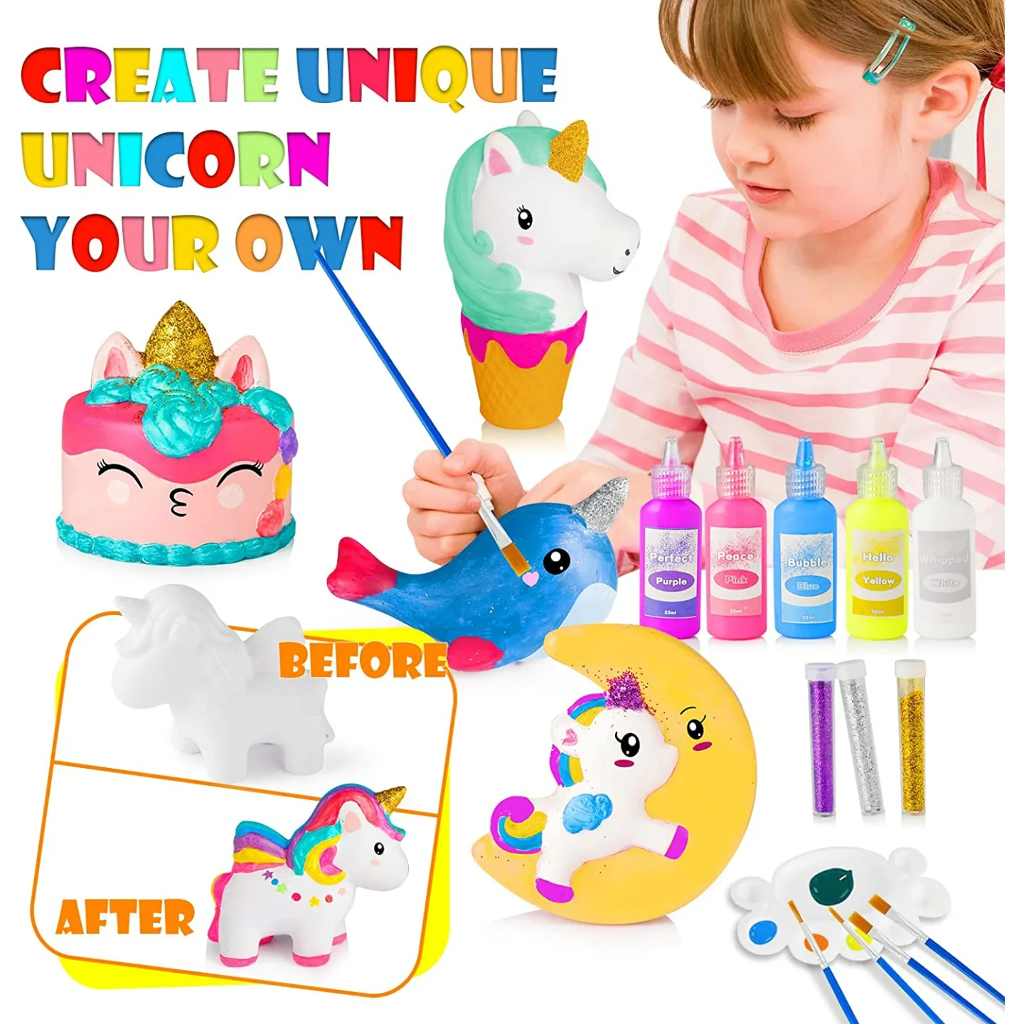 Unicorn Painting Kit for Kids - 5 Slow-Rise Unicorns