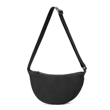 WESTBRONCO Crescent Bag Crossbody Bags for Women Trendy Small Nylon Fanny Pack Sling Hobo Bag Soft Casual, Black