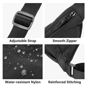 WESTBRONCO Crescent Bag Crossbody Bags for Women Trendy Small Nylon Fanny Pack Sling Hobo Bag Soft Casual, Black