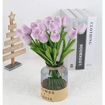 Real Touch Purple Tulips - 24PCS of Lifelike Flowers