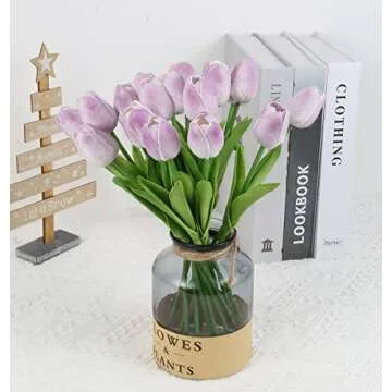 Real Touch Purple Tulips - 24PCS of Lifelike Flowers