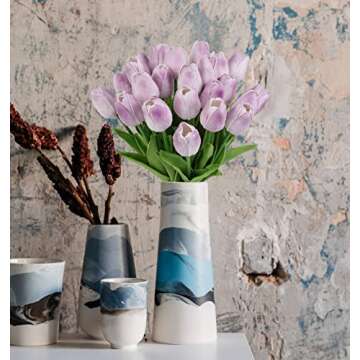 Real Touch Purple Tulips - 24PCS of Lifelike Flowers