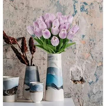 Real Touch Purple Tulips - 24PCS of Lifelike Flowers