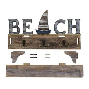 SAILINGSTORY Beach Wall Decor Key Holder with Shelf
