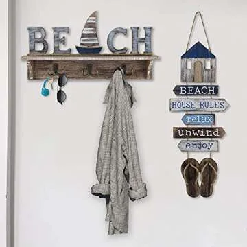 SAILINGSTORY Beach Wall Decor Key Holder with Shelf