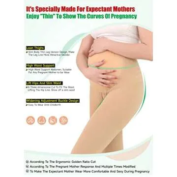 MGANG Compression Maternity Pantyhose - Opaque Pregnancy Tights, Open Toe, 20-30 mmHg Moderate Support for Swelling, Varicose Veins, Waist High Compression Stockings for Women Circulation, Beige S