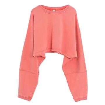 Amazhiyu Women’s Washed High Cropped Sweatshirt Pullover