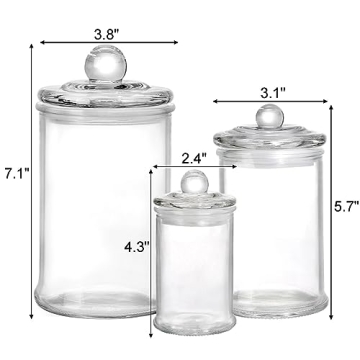 Suwimut Set of 3 Glass Apothecary Jars for Organizing