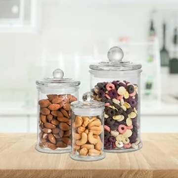 Suwimut Set of 3 Glass Apothecary Jars for Organizing