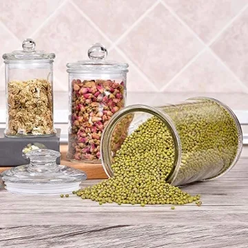 Suwimut Set of 3 Glass Apothecary Jars for Organizing