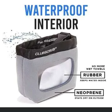 Club Scrub Golf Club and Golf Ball Cleaning Bag, Waterproof Clean Face Technology Liner, Perfectly Dry Neoprene Exterior, Detachable Clip, Machine Washable, Cleans Club Grooves, Gray