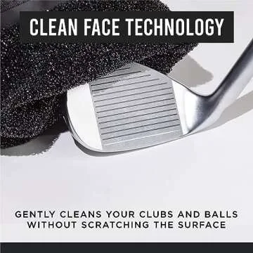 Club Scrub Golf Club and Golf Ball Cleaning Bag, Waterproof Clean Face Technology Liner, Perfectly Dry Neoprene Exterior, Detachable Clip, Machine Washable, Cleans Club Grooves, Gray