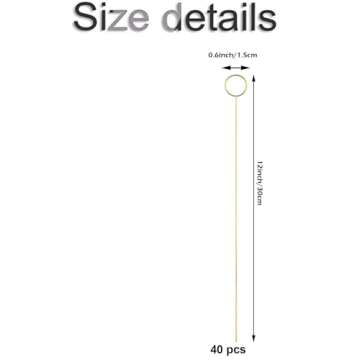 H&W 12''L Golden Ring Loop Round Shape Card Holders 40PCS Floral Picks Clips for Wedding & Flower Ar...