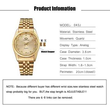 DREAMING Q&P Classic Golden Stainless Steel Unisex Luxury Quartz Wrist Watches Gold