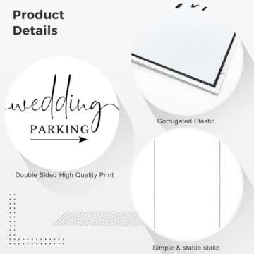 SCNWQ Wedding Signs 3-Pack Parking This Way Directional Signs Double Sided Printed with Stakes for W...