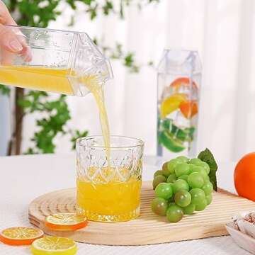 BUBABOX 2 Pack Clear Milk Carton Water Bottle, 500ml / 17 oz Plastic Milk Carton Bottles Square Milk Carton Container Portable Transparent Juice Bottle for Outdoor Sports Travel Camping Activities