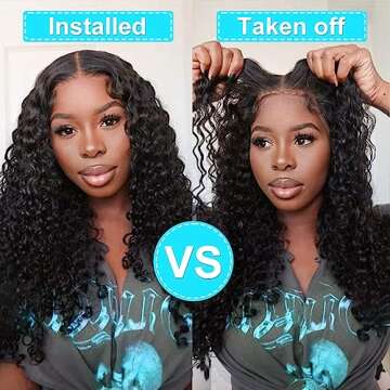Wear And Go Glueless Pre Plucked Pre Cut Deep Wave Lace Front Wig - 5x5 HD Lace Closure, Deep Curly ...