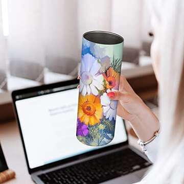 D·S 8 Pack Sublimation Tumblers 20 oz Skinny Stainless Steel Insulated Straight Sublimation Tumbler Blank with Straw, Lid, Brush Individual Gift Box and Shrink Wrap