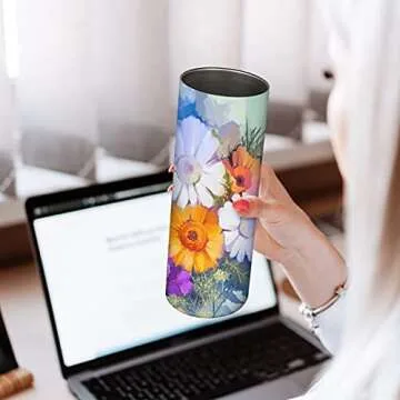 D·S 8 Pack Sublimation Tumblers 20 oz Skinny Stainless Steel Insulated Straight Sublimation Tumbler Blank with Straw, Lid, Brush Individual Gift Box and Shrink Wrap