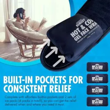 Perfect Remedy Wisdom Teeth Ice Pack Head Wrap - Reusable Cold Compress Aid for TMJ, Jaw Pain, Wisdom Teeth Recovery, Tooth Pain & Face Swelling Conditions - Adjustable Head Wrap for Maximum Comfort