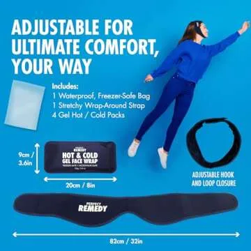 Perfect Remedy Wisdom Teeth Ice Pack Head Wrap - Reusable Cold Compress Aid for TMJ, Jaw Pain, Wisdom Teeth Recovery, Tooth Pain & Face Swelling Conditions - Adjustable Head Wrap for Maximum Comfort