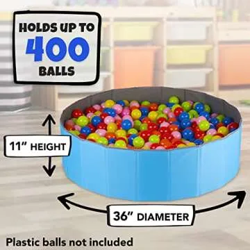 Click N' Play Ball Pit for Toddlers and Kids, Holds Over 400 Balls, Soft, Foldable and a Reusable Storage Bag is Included, Great as a Play Pool, for Indoor or Outdoor Use, Blue