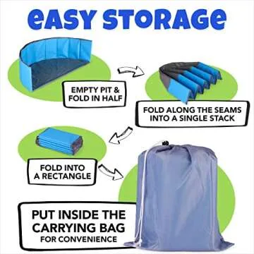 Click N' Play Ball Pit for Toddlers and Kids, Holds Over 400 Balls, Soft, Foldable and a Reusable Storage Bag is Included, Great as a Play Pool, for Indoor or Outdoor Use, Blue