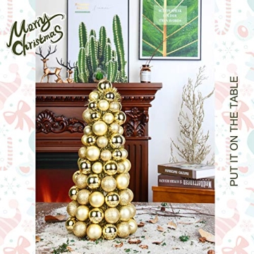 Costyleen 16 Inch Christmas Ball Tree for Festivities