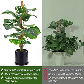 28 Inch Moss Pole, 2 Pack Bendable Moss Pole for Plants Monstera, Moss Poles for Climbing Plants Indoor, Handmade Coco Coir Plant Pole Sticks Support Stakes for Potted Plants