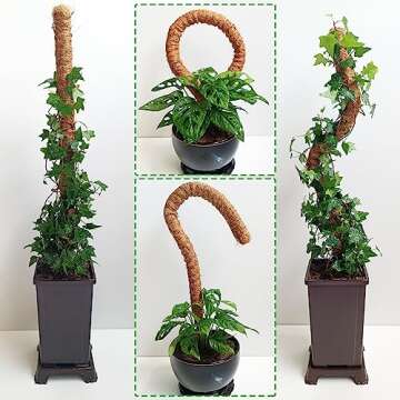 28 Inch Moss Pole, 2 Pack Bendable Moss Pole for Plants Monstera, Moss Poles for Climbing Plants Indoor, Handmade Coco Coir Plant Pole Sticks Support Stakes for Potted Plants