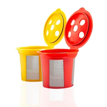 DeliBru Reusable K Cups for Keurig Supreme and K Supreme Plus Coffee Pods - Pack of 2 [Red & Yellow]...