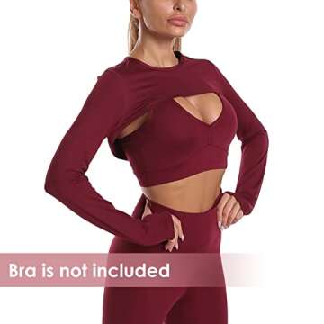 Women's Crewneck Long Sleeve Cropped Hoodies in Burgundy