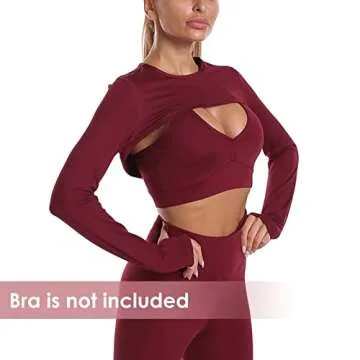 Women's Crewneck Long Sleeve Cropped Hoodies in Burgundy